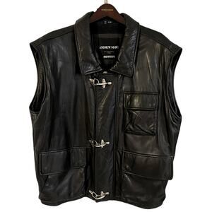 Vintage Andrew Marc ORIGINAL Black Leather Men’s Vest, size 2X